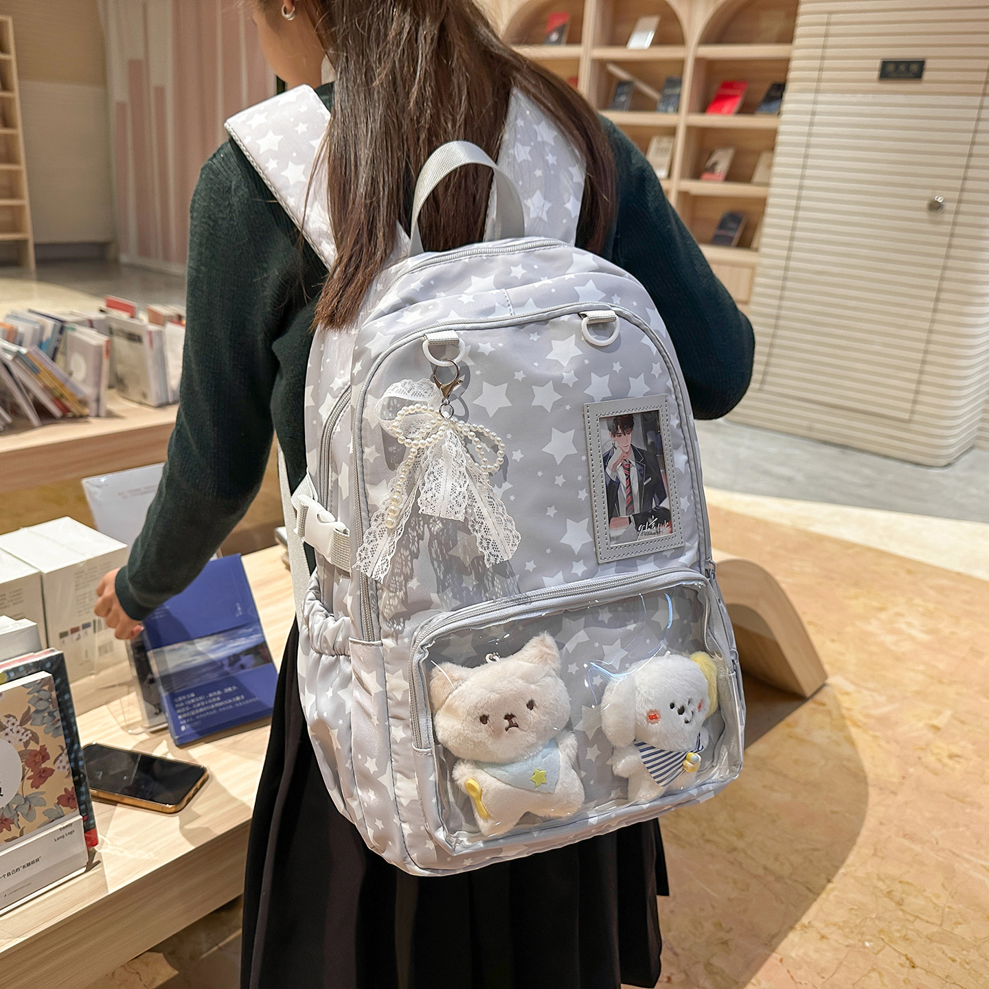 Women's Star Print Backpack Cl - Canvas Backpack Casual incelemesi ve fiyatı