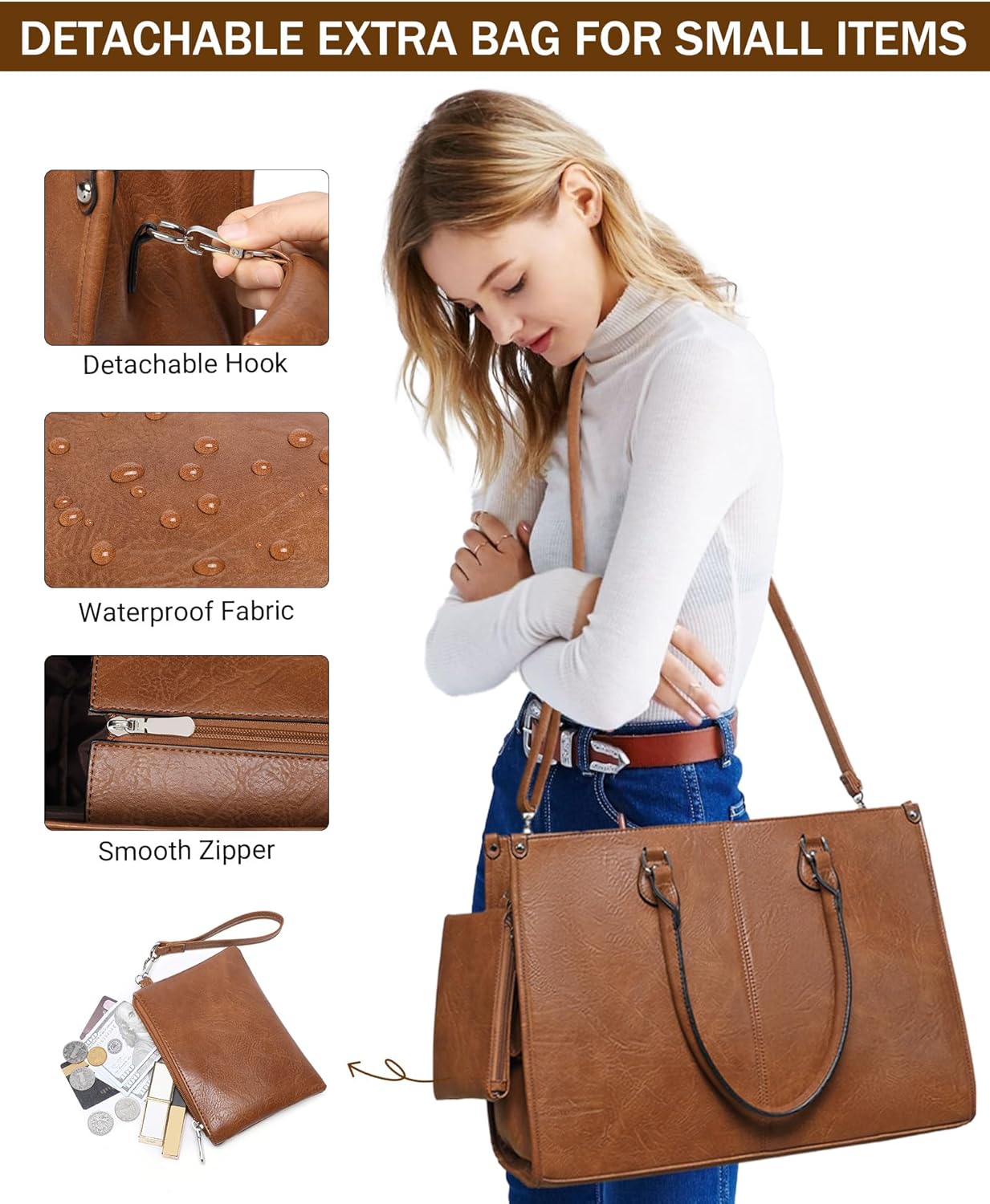 2 in 1 Laptop Tote Bag with In - Laptop Backpack 15.6 incelemesi ve fiyatı