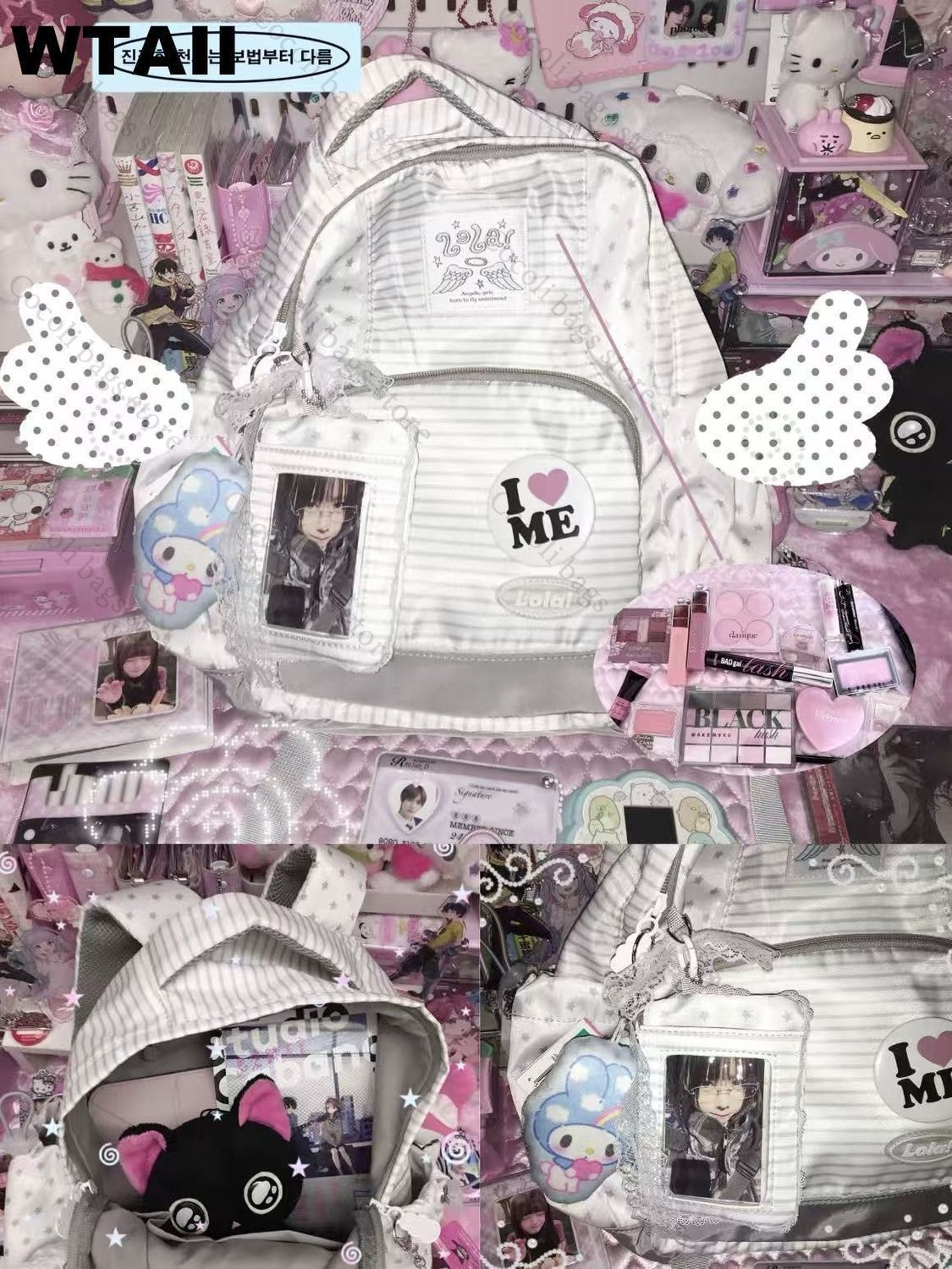 Fashion Striped Dot Decor Back - Canvas Backpack Casual incelemesi ve fiyatı
