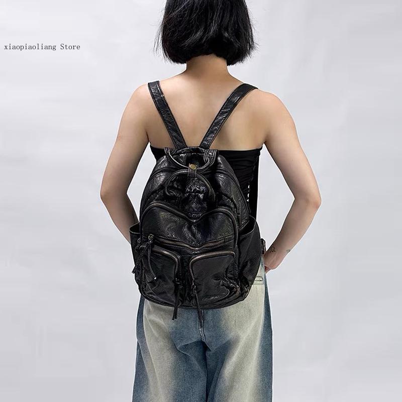 Luxury Soft Washed Pu Leather  - Leather Backpack Vintage incelemesi ve fiyatı