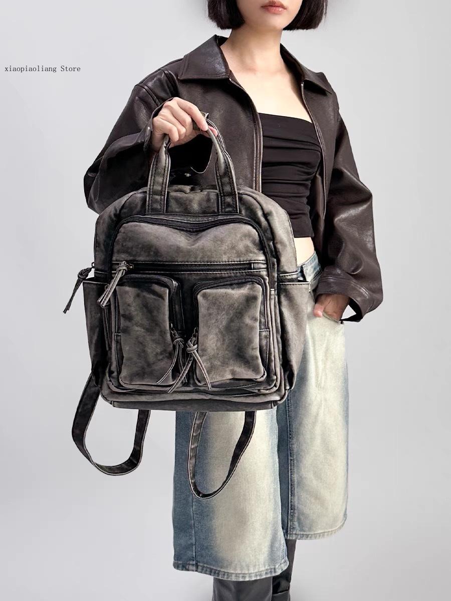 Luxury Soft Washed Pu Leather  - Leather Backpack Vintage incelemesi ve fiyatı