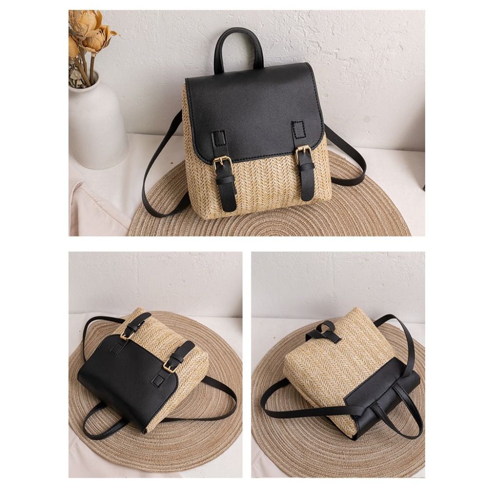 Versatile Bag PU Leather Straw - Leather Backpack Vintage incelemesi ve fiyatı