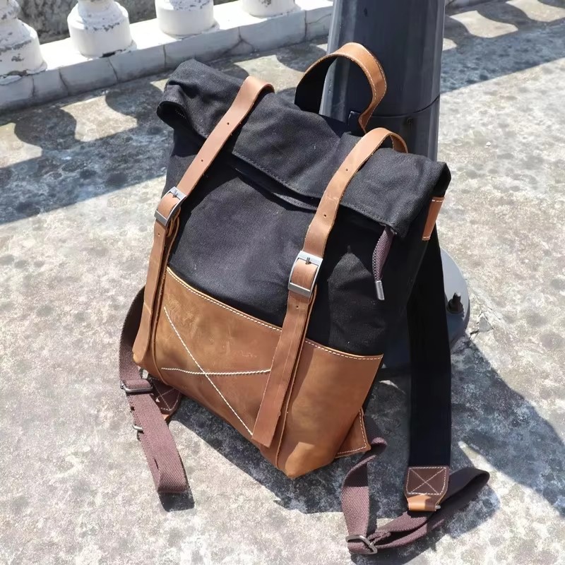 Fashion Men Backpack Waxed Can - Leather Backpack Vintage incelemesi ve fiyatı