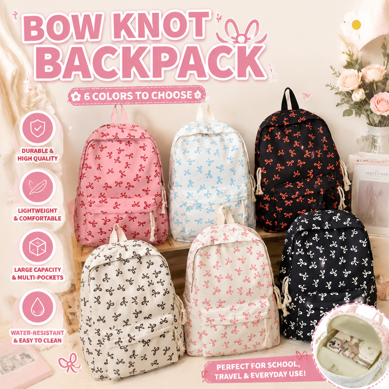 Lovely Bowknot Backpack Spring - Fashion Backpack Women incelemesi ve fiyatı