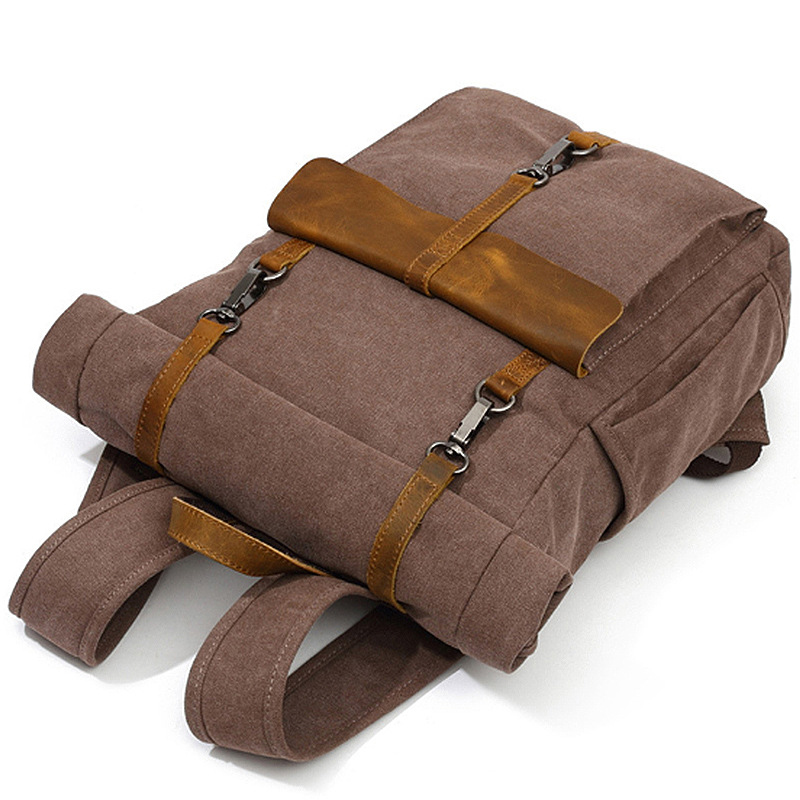 Retro Rolltop Rucksack Canvas  - Leather Backpack Vintage incelemesi ve fiyatı